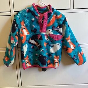 Patagonia synchilla snap t size 3T fox mushroom print